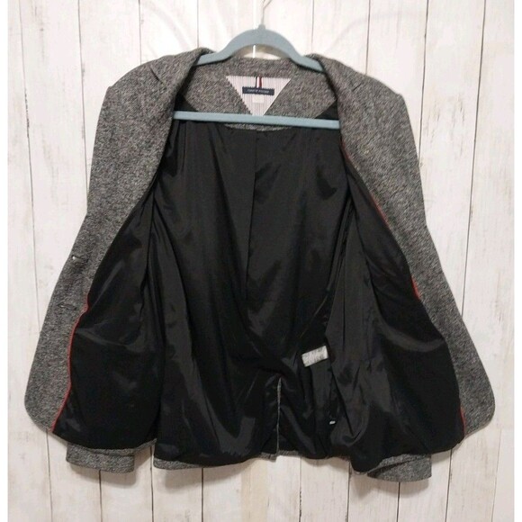Tommy Hilfiger Women's Blazer Jacket Grey Elbow Patch Pockets Two Buttons Sz 10 - Picture 6 of 6